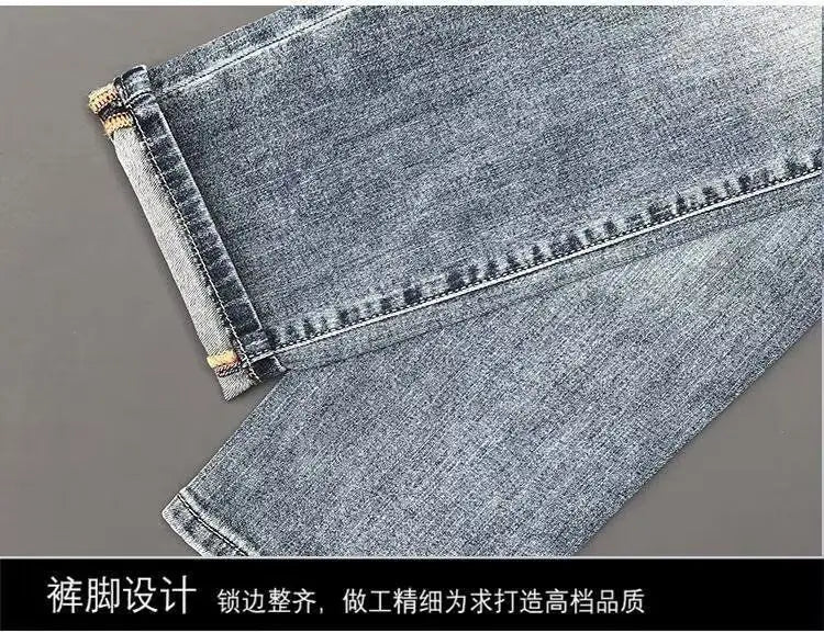 Spring Autumn 2025 Man Luxury Clothing Retro Embossed Denim Jeans for Men High-End Washed Fashion Man Designer Skinny Jeans