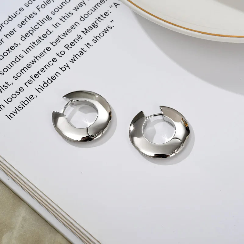 VENTFILLE 925 Sterling Silve Star Hoop Earring for Women Zircon Geometry Wide Office Versatile Jewelry Birthday Gift Dropship