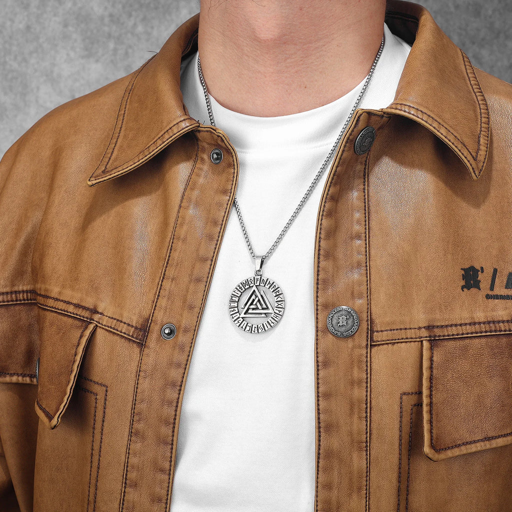 Retro Viking Runes Odin Men Necklaces Stainless Steel Pendant Chain Women Punk Fashion Jewelry New In Accessories Gift Wholesale