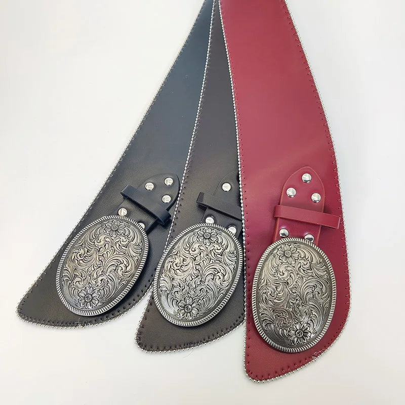 Western Cowgirl Corset belt for Women Punk Gothic decorative Y2K Leather Waistband Female Girdles retro wide Jeans belt