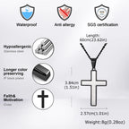 Simple Cross Necklace for Men, Stainless Steel Silver Black Color Cross Pendant Necklaces,Length 60CM 24Inch