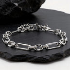 New Fahison Men's Chain Bracelet,Stainless Steel Silver Color Adjustbale Link Wristband,Hip Hop Jewelry Gift