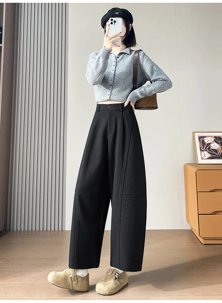 PENDRA Wide Leg Waist Straight Pants