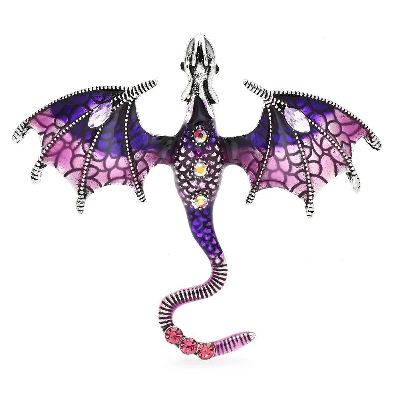 PENDRA Skyfire Rhinestone Dragon Brooch
