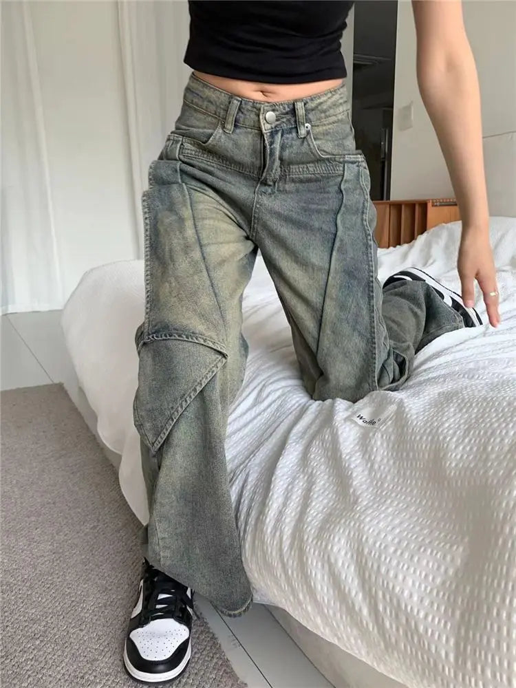 PENDRA Wide Leg Waist Washed Pants