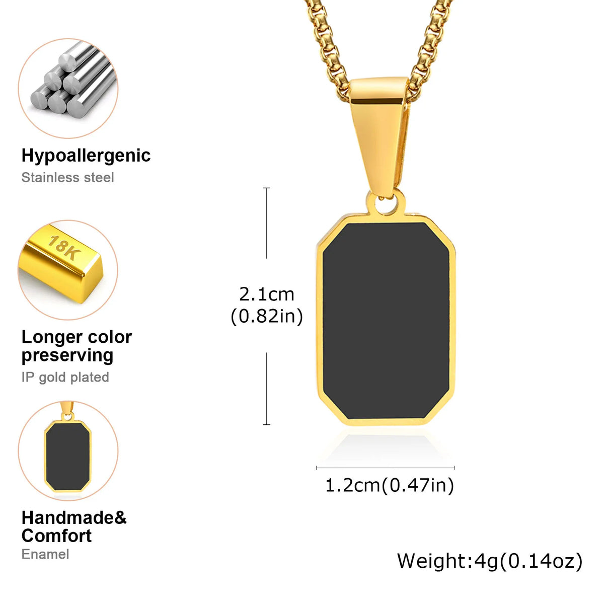 PENDRA Square Enamel Rectangle Pendant Necklace