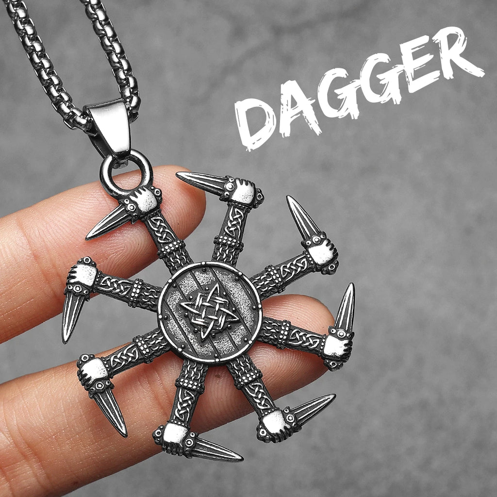 Viking Dagger Unique Amulets Men Necklaces Stainless Steel Pendant Chain Women Punk Fashion Jewelry Accessories Gifts Wholesale