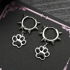 Dark Punk Dog Paw Rivet Earrings For Women Men Stainless Steel Silver Color Gothic Punk Trendy Hoop Ear Rings Jewelry Gifts