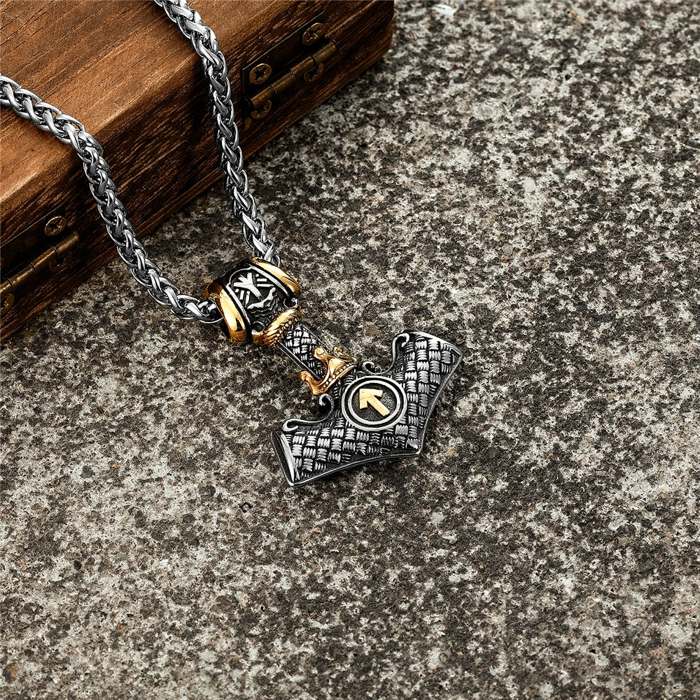 PENDRA Crow Rune Steel Necklace