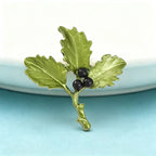 PENDRA Nightbloom Black Enamel Berry Brooch