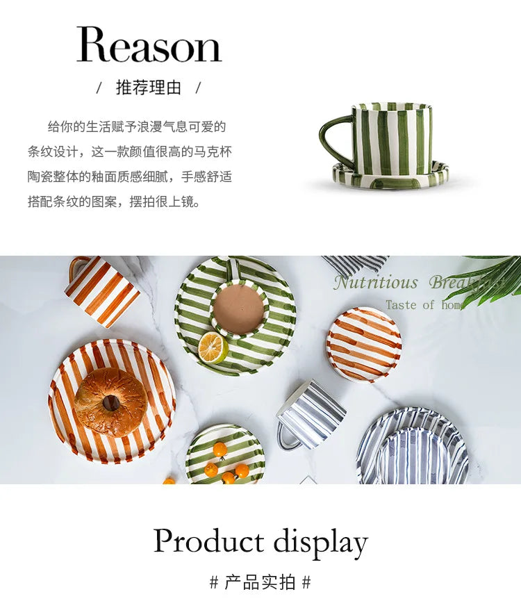 Simple ceramic coffee cup and saucer high-value coffee cup and saucer set household water  afternoon tea European and saucer ins