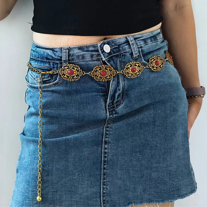 Punk Gothic Steam Cross Waist Chain JK Accessories Skirt Chain Subcultural Adjustable y2k Belt For Women Fashion Body Jewelry