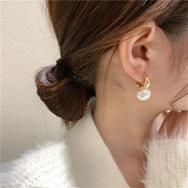 PENDRA Hoop Gold Pearl Earrings