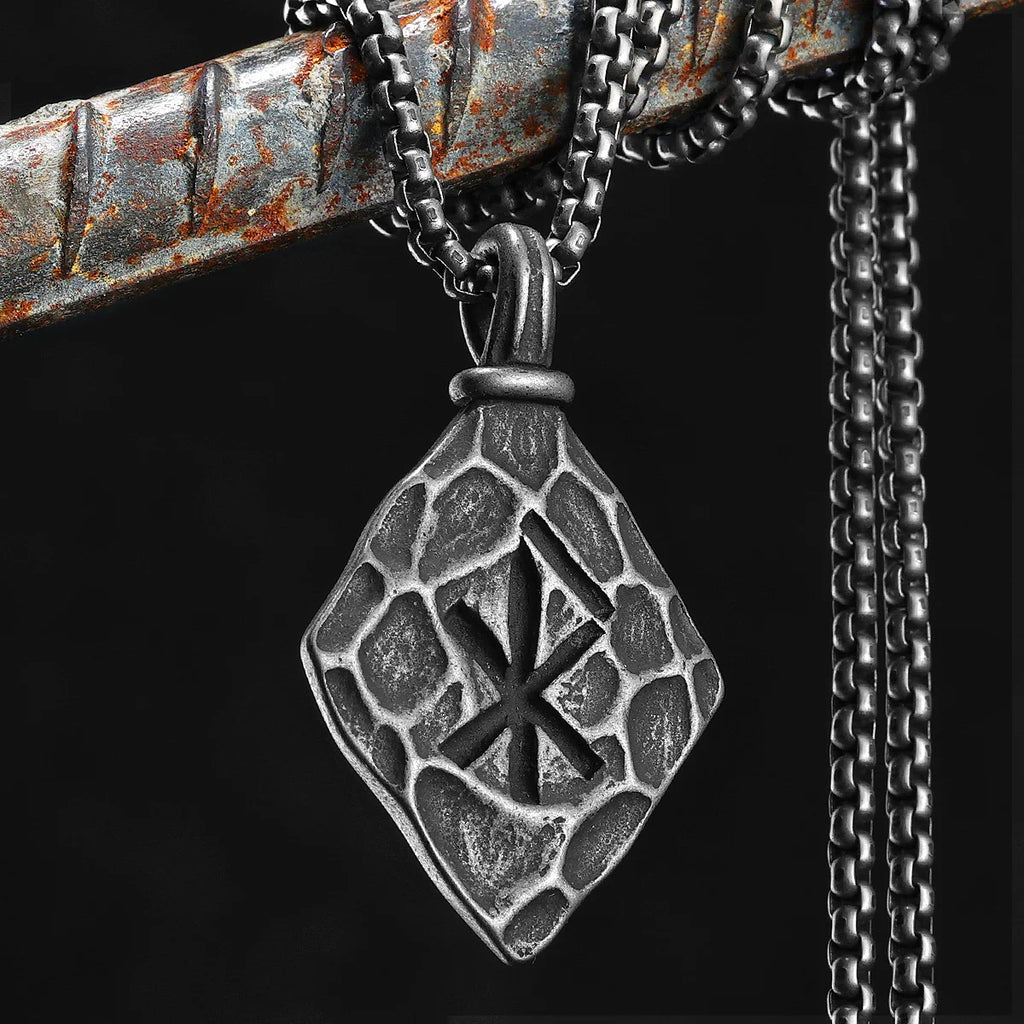 Retro Viking Rune Amulets Men Necklaces Stainless Steel Pendant Chain Women Punk Fashion Jewelry New Accessories Gifts Wholesale