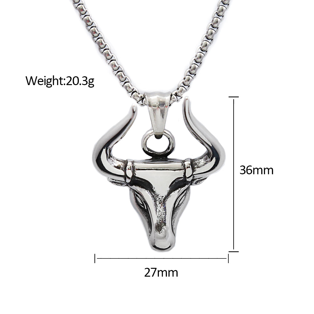 PENDRA Bullforge High Polish Stainless Steel Bull Pendant