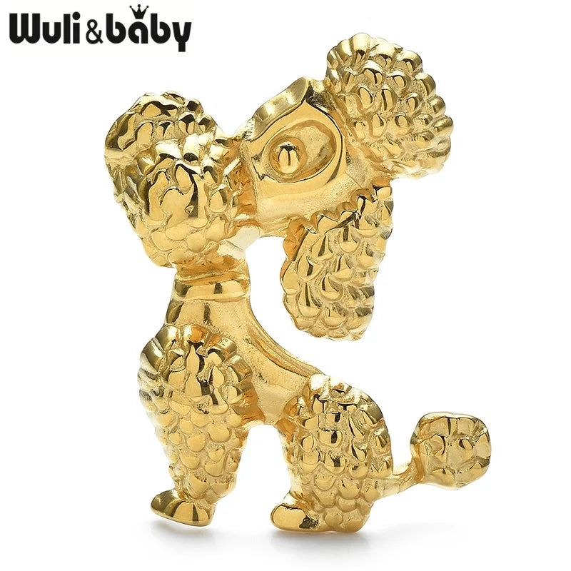 Wuli&baby Cute Dog Brooches For Women Unisex 2-color Stainless Steel Puppy Animal Party Casual Brooch Pins Gifts