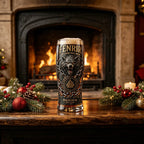 Fenrir Wolf Viking Myth Glass Mug, Norse Symbol Whiskey Cocktail Cup, Barware for Party Beer Water Decor