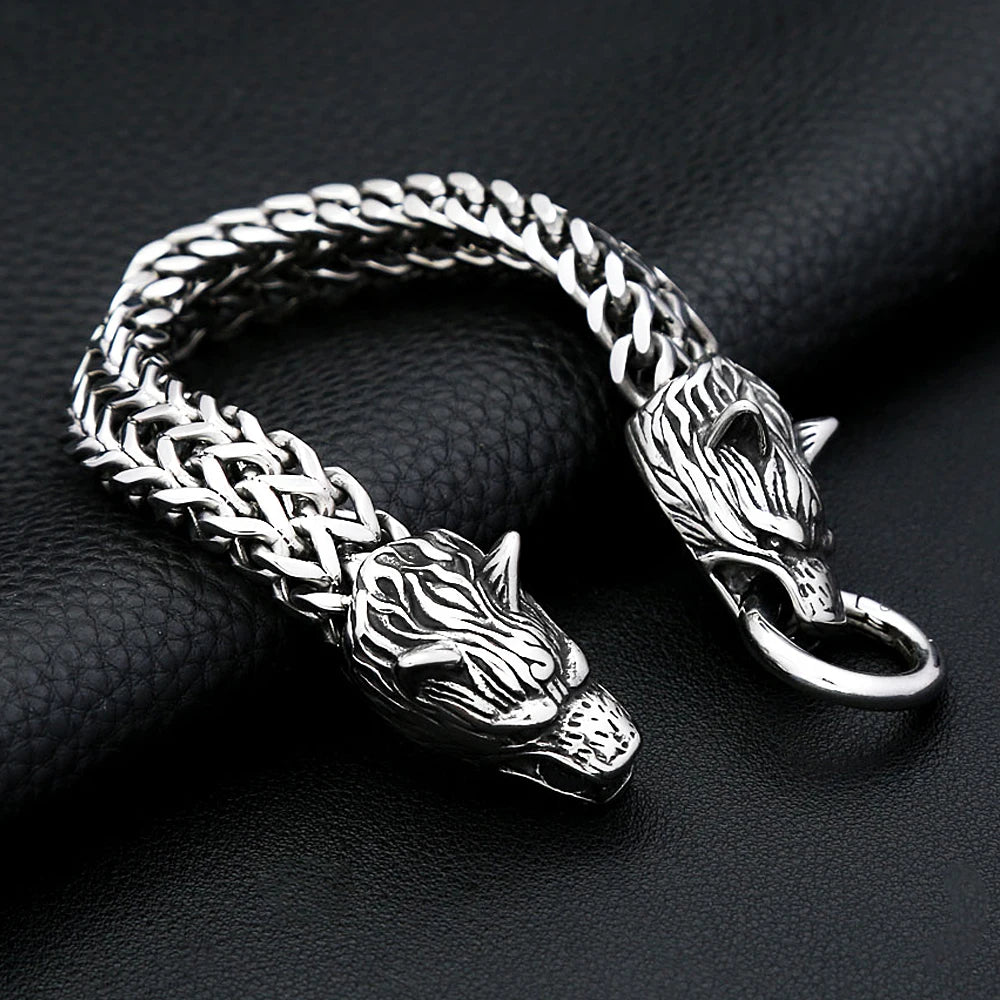 PENDRA Wolfduo Stainless Steel Double Wolf Bracelet