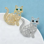 PENDRA Hollow Cat Rhinestone Brooch