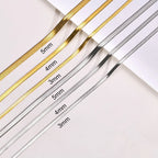Stainless Steel Width 3mm/4mm/5mm Flat Snake Chain Choker Necklaces for Men