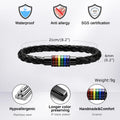 Mprainbow Magnetic Buckle Leather Bracelets for Men Boys,Rainbow LGBTQ Pride Bracelets,Handmade Jewelry Gift