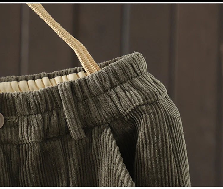 PENDRA Corduroy Warm Elastic Waist Pants