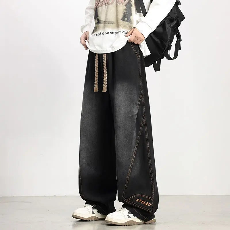 PENDRA Embroidery Washed Straight Pants