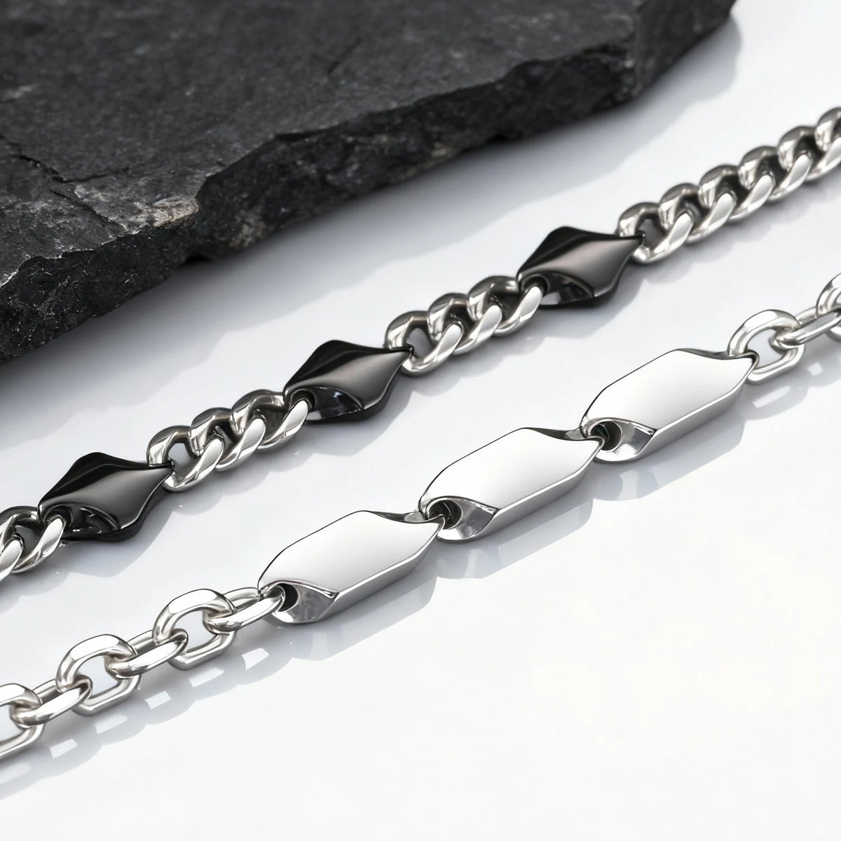 Cool Punk Stainless Steel Chain Bracelet for Men,21CM Silver Color Metal Chain Wristband,Hip Hop Jewelry Gift