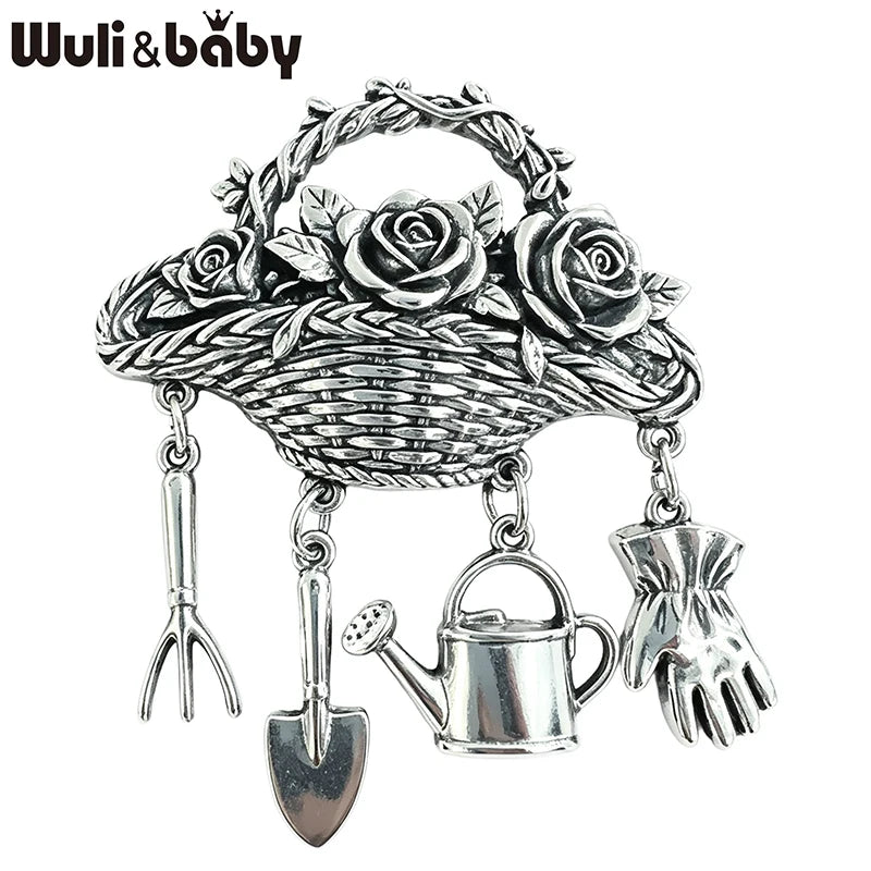 PENDRA Florabasket Vintage Flower Basket Brooch