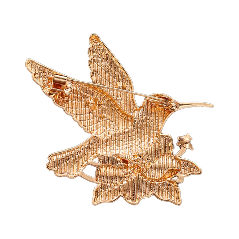 PENDRA Aviella Hummingbird Flower Brooch