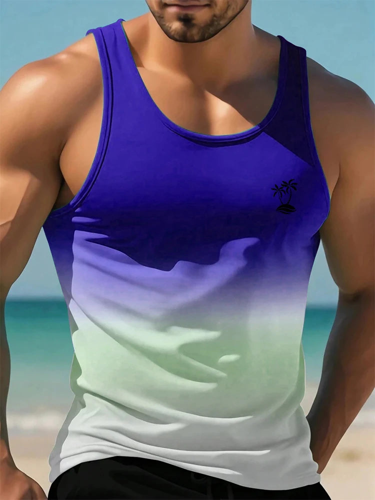PENDRA Sleeveless Hawaiian Crew Neck Tank Beach Tank Top