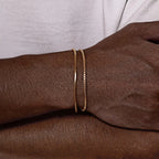 2pcs/set Simple Thin Chain Bracelets for Men,Square Box Chain Bracelet,Stainless Steel Jewelry Gift