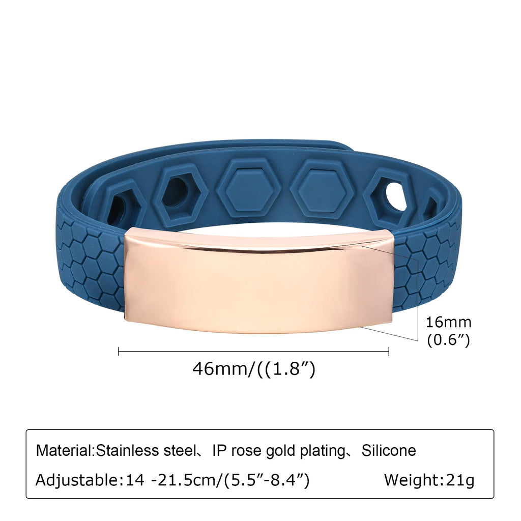 Free Engrave Silicone Bracelets for Men Boys,New Anti Static Custom ID Wristband,Personalized Jewelry