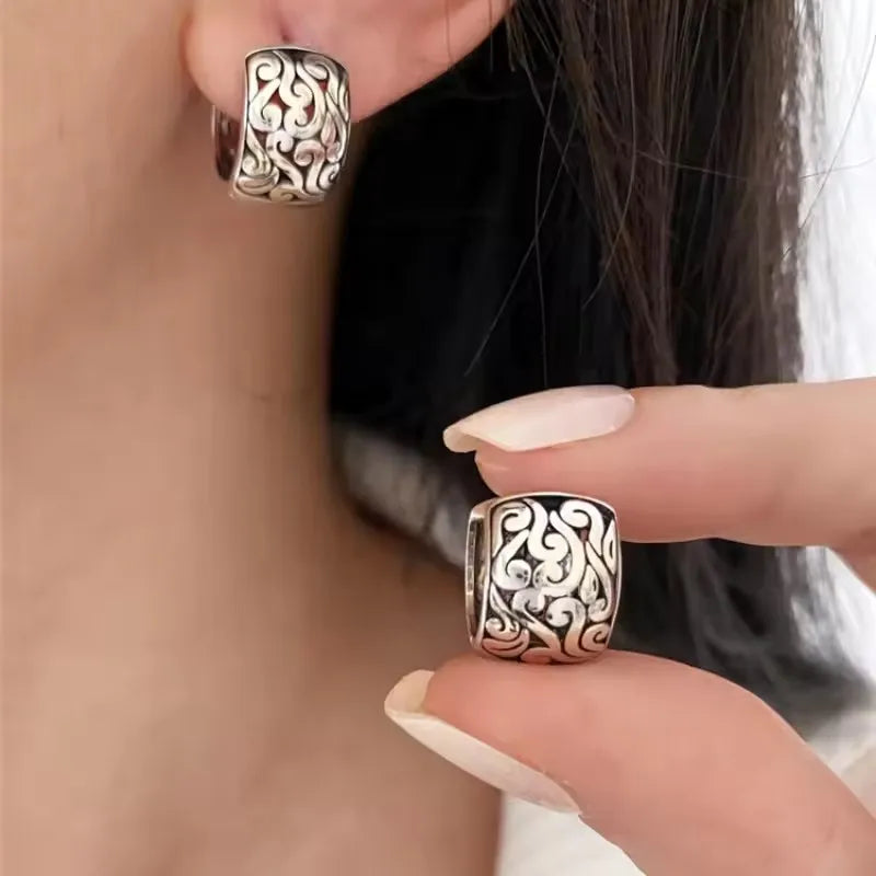 VENTFILLE 925 Sterling Silver Geometry Studs Earring for Women Splicing Korean Hip Hop Versatile Jewelry Gift Dropshipping