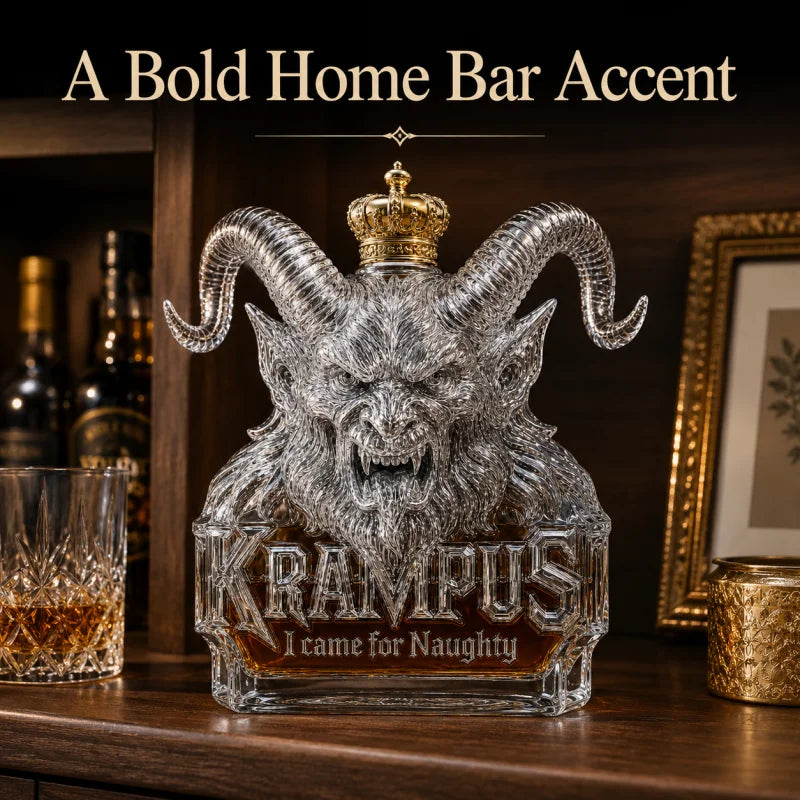 Krampus Gothic Demon Horn Glass Decanter Creative Spirits Bottle for Whiskey Bourbon Rum and Holiday Decoration