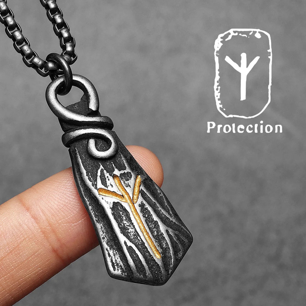 PENDRA Rune Branch Steel Necklace