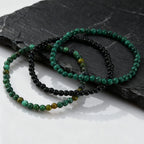 3pcs Green Natural Stone Beaded Bracelet for Men,5MM African Turquoise Stacked Elastic Bracelet,Trendy Male Jewelry Gift