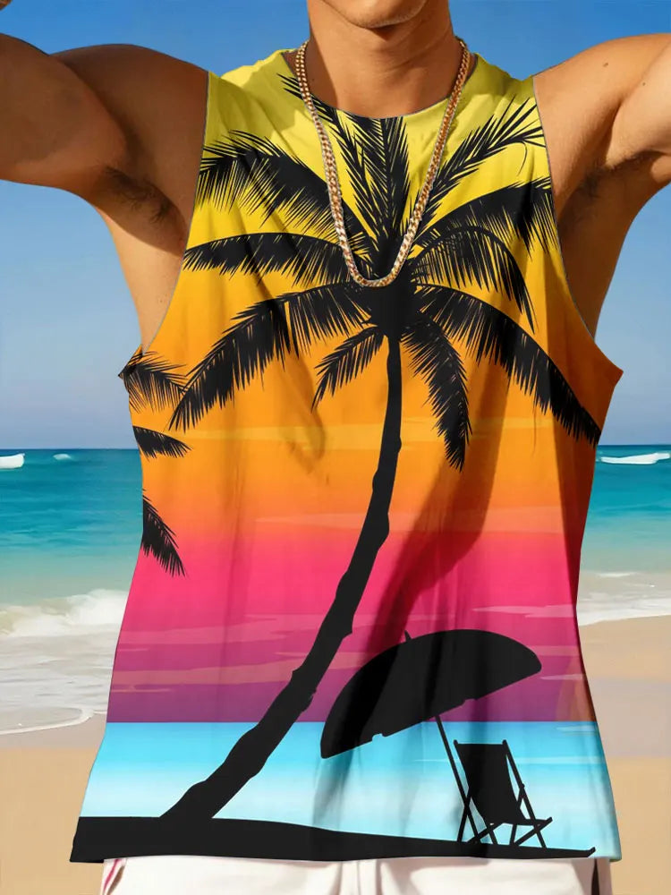 Stylish Hawaiian Tank Tops For Men Sleeveless Summer Casual Men's T-shirts Outdoor Beach Men's Loose Tank Tops 3D Printing