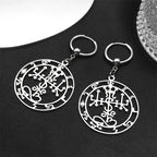Gothic Symbol of Satan Hoop Earrings for Women Stainless Steel Silver Color Solomon Demon Seal Dangle Earring Jewelry E3592S06