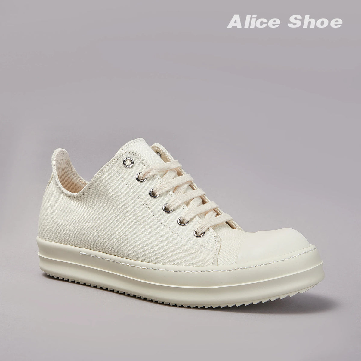 PENDRA Ivory Street Off-White Canvas Low-Top Lace-Up Platform Sneakers