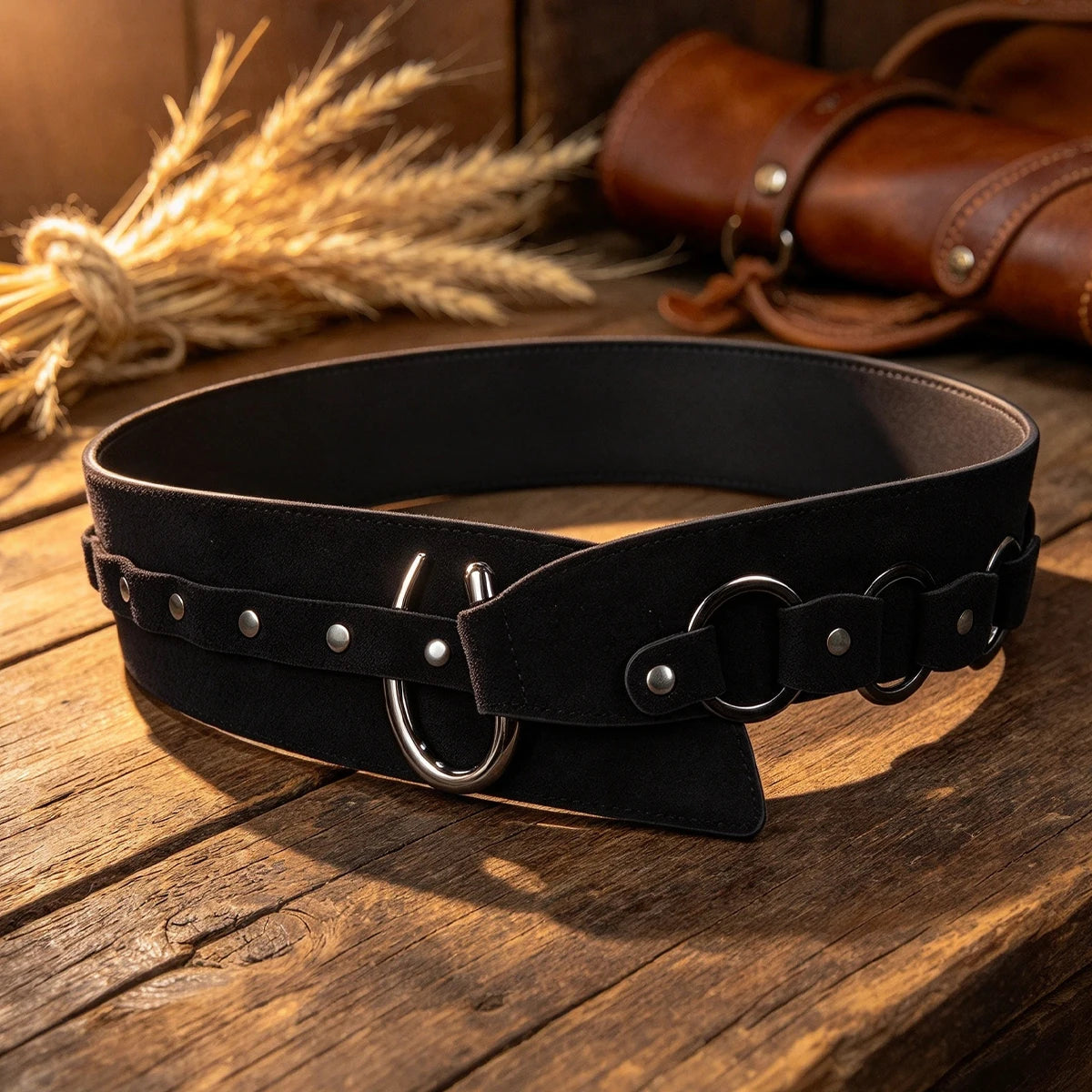 Western Cowgirl New style street fashion punk suede Leather belt for women half skirt outerwear decorative Gothic cinch belt