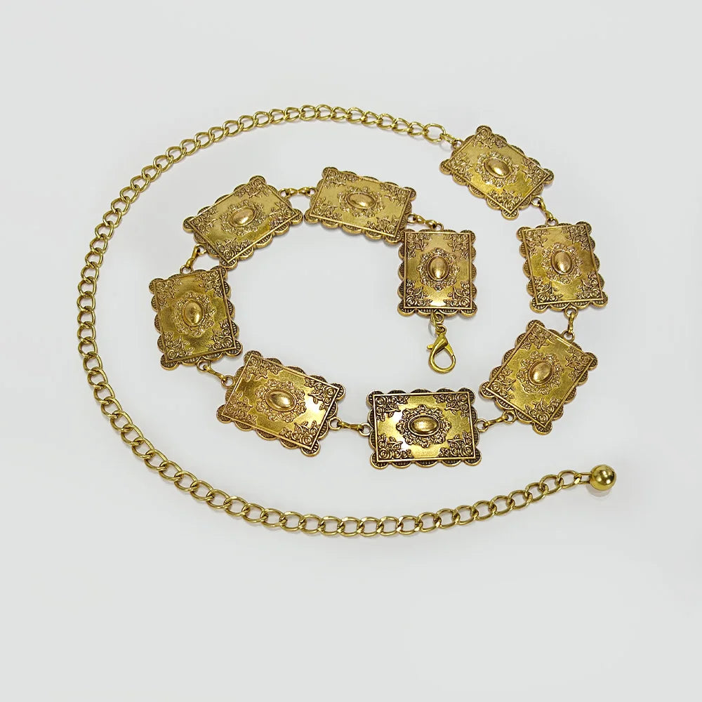 PENDRA Orlaene Metal Gold Western Luxury Waist Chain Belt