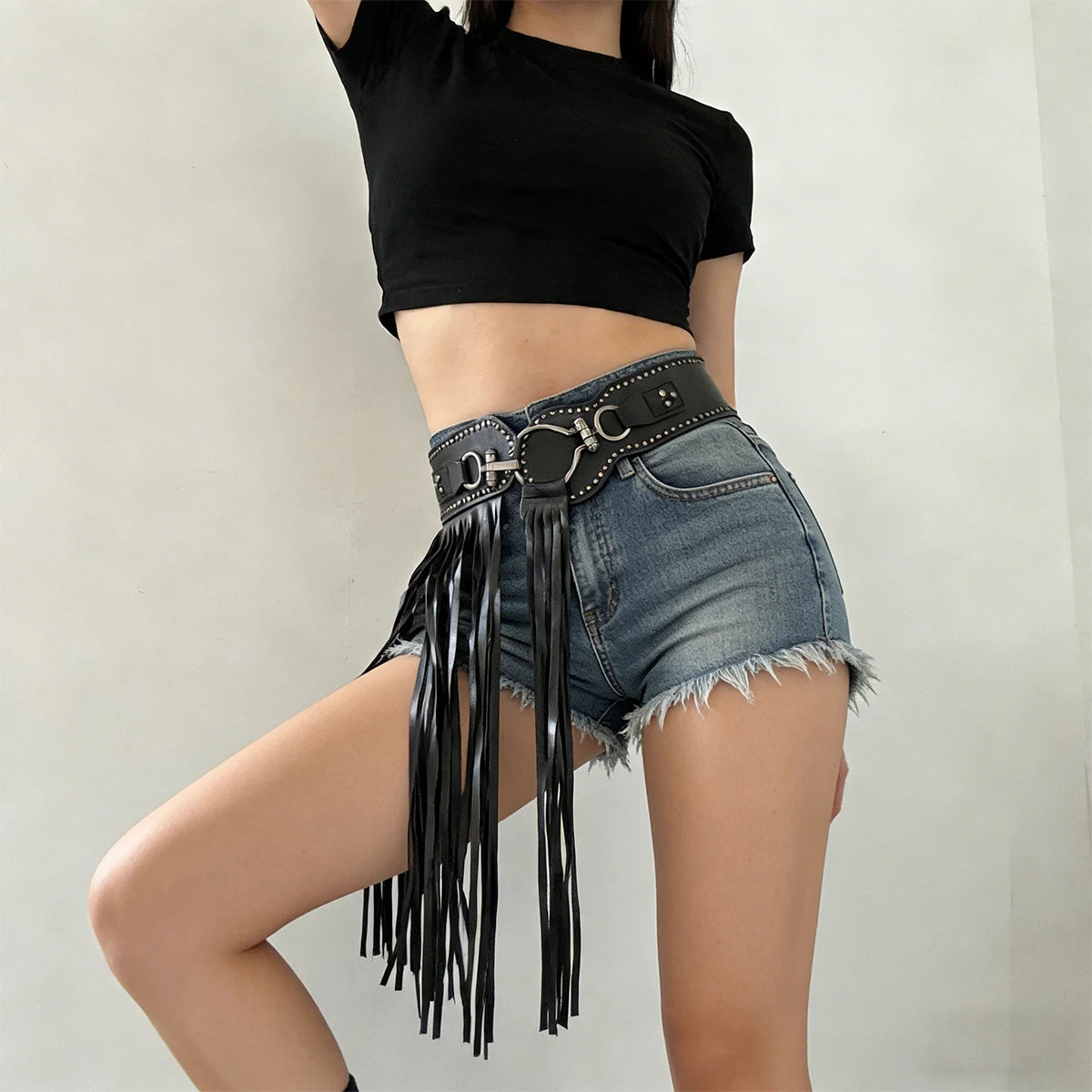 Jeans Pants Decor Long Tassel Jazz Dance Scarf Irregular Harajuku Y2K Belt For men Women Streetwear High Waist Gothic Jeans Belt
