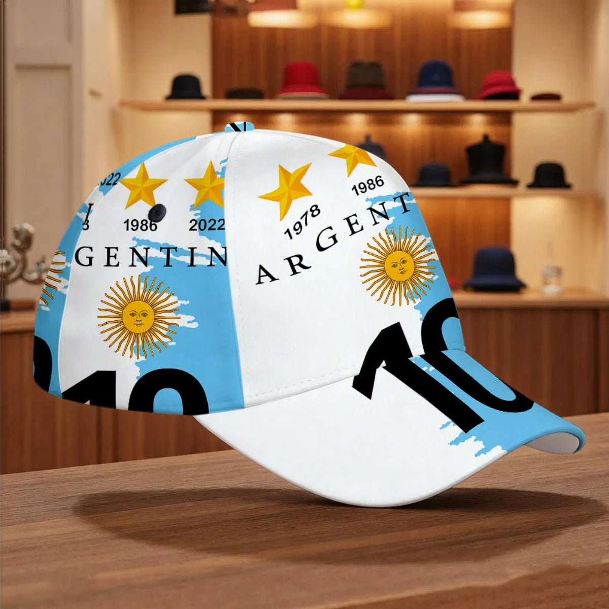 1pc with Argentina Football Fanatic Retro Sporty Style Slight Stretch Leisure Comfort. Print Adjustable Snapback Cap Durable Hea