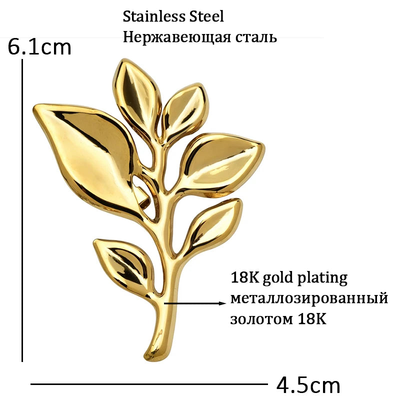 PENDRA Leafelle Stainless Steel Leaf Brooch
