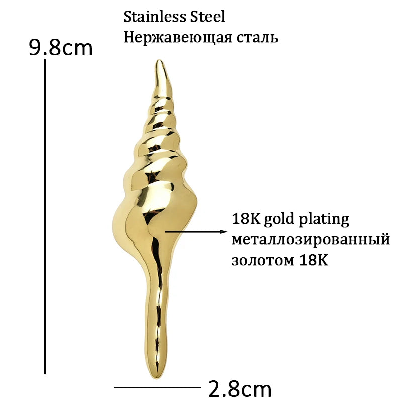 PENDRA Seashell Conch Stainless Steel Brooch