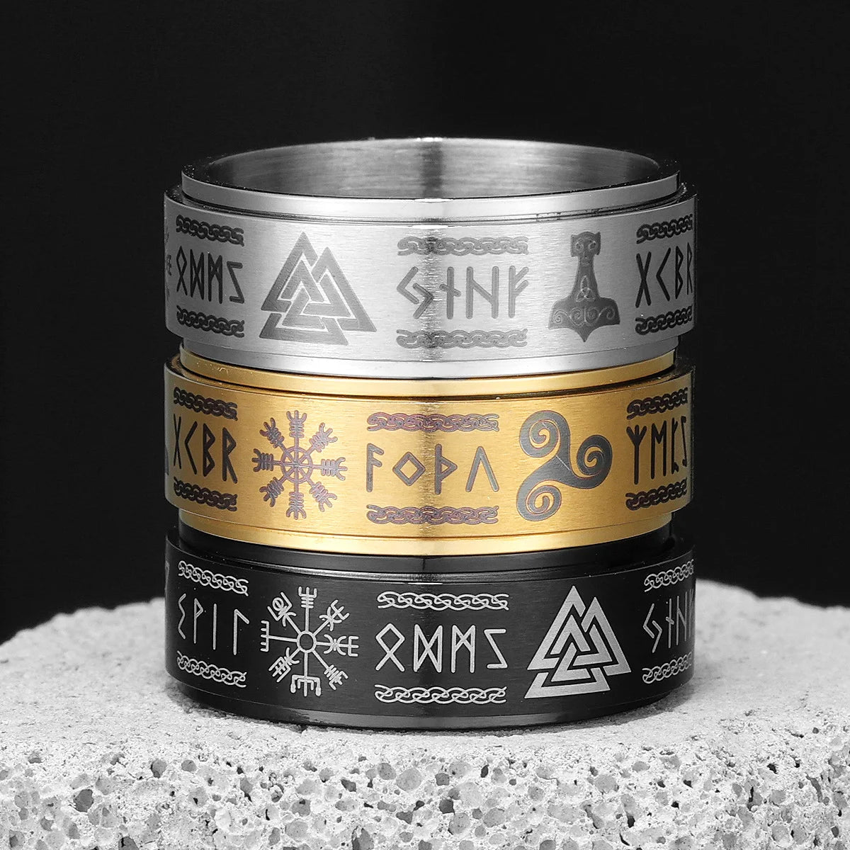 PENDRA Nordic Odin Triangle Steel Ring