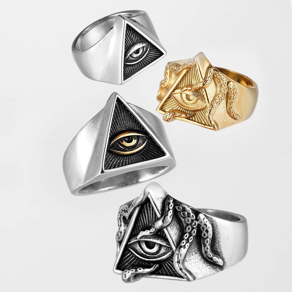 PENDRA Masonic Illuminati Octopus Steel Ring