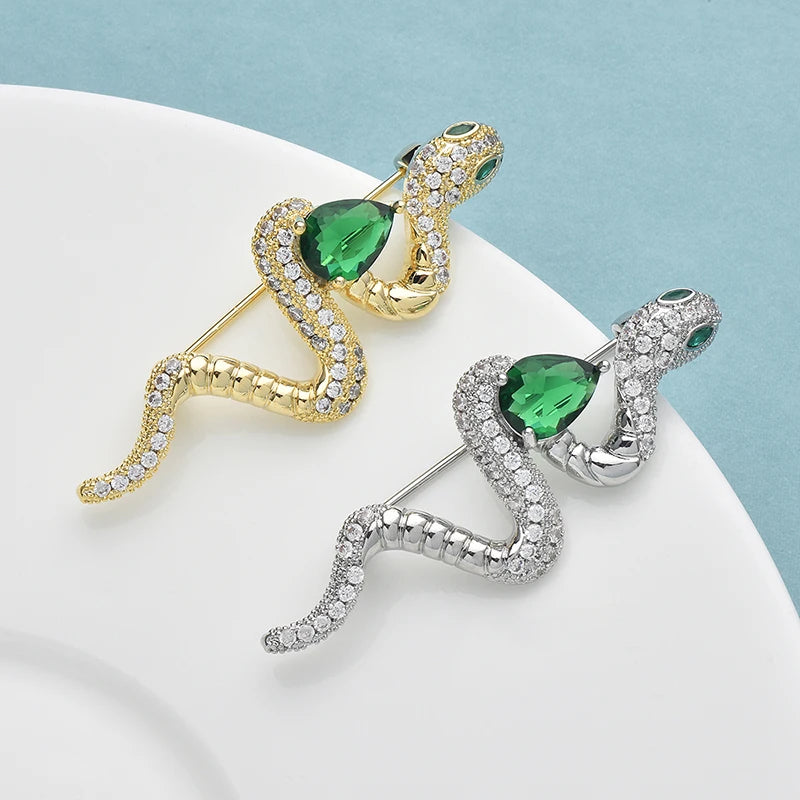 Wuli&baby High Quality Snake Brooches For Women 2-color Crystal Snake Of The Year Animal Party Office Brooch Pins Gifts