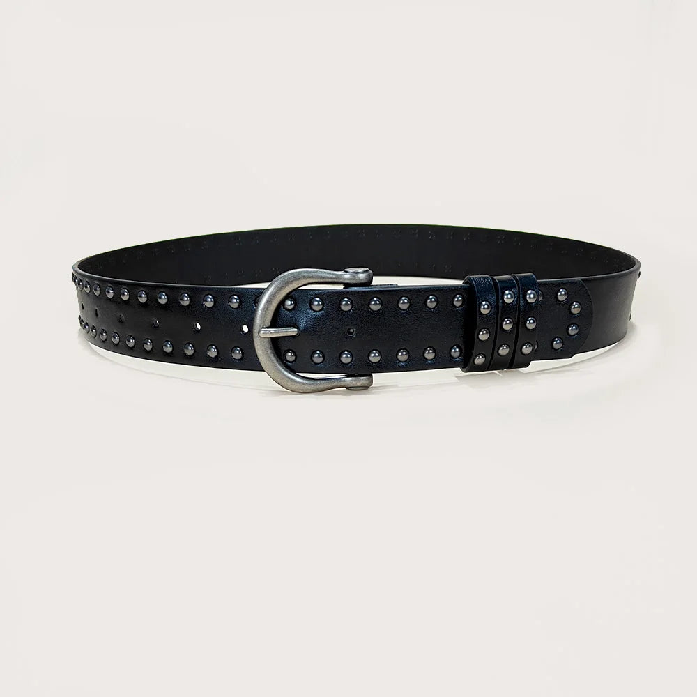 New Punk Belt For Women and Men tie-in Ladies' belt fashion personality Plus Size Rivet Belt Female senior black Jeans Waistband